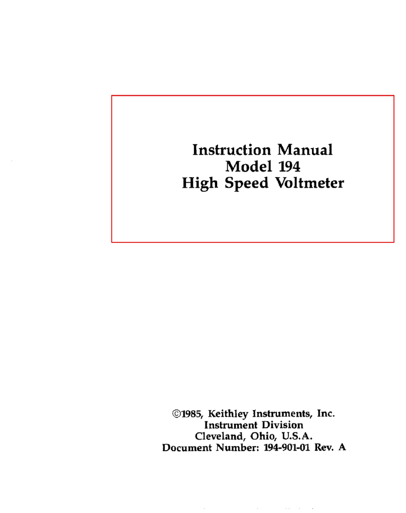 Keithley 194 User manual