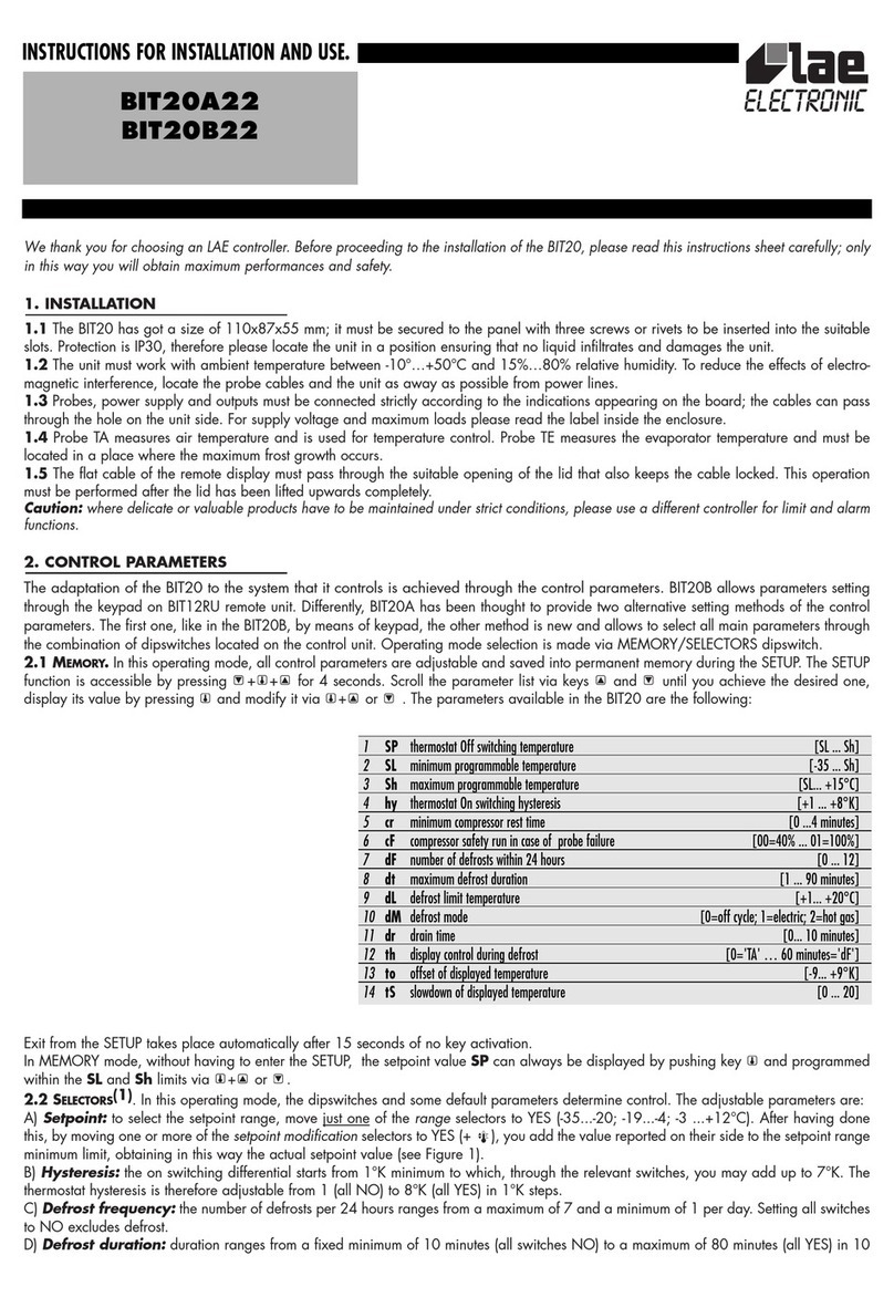 LAE BIT20A22 Instructions for installation and use