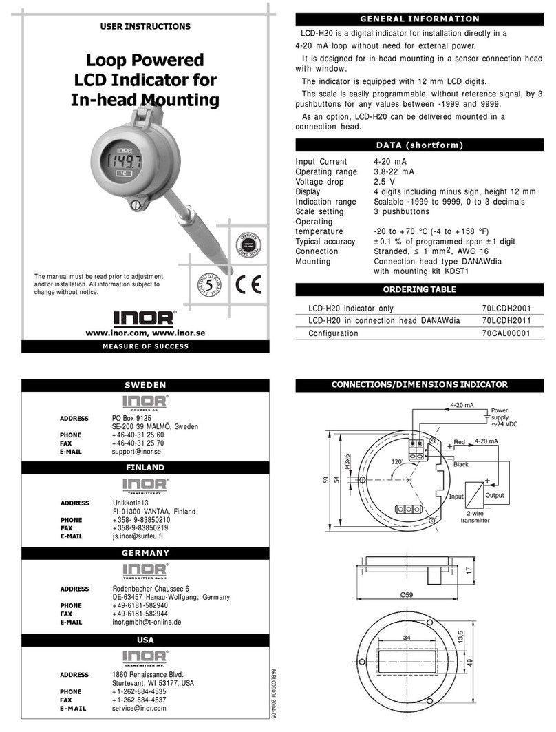 INOR LCD-H20 User instructions