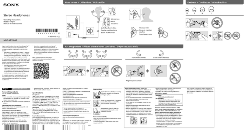 Sony MDR-XB510AS operating instructions