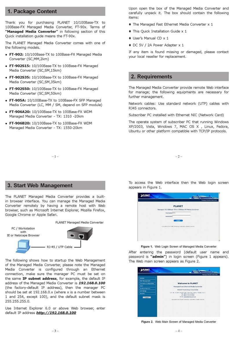 Planet Networking & Communication FT-902 Quick installation guide