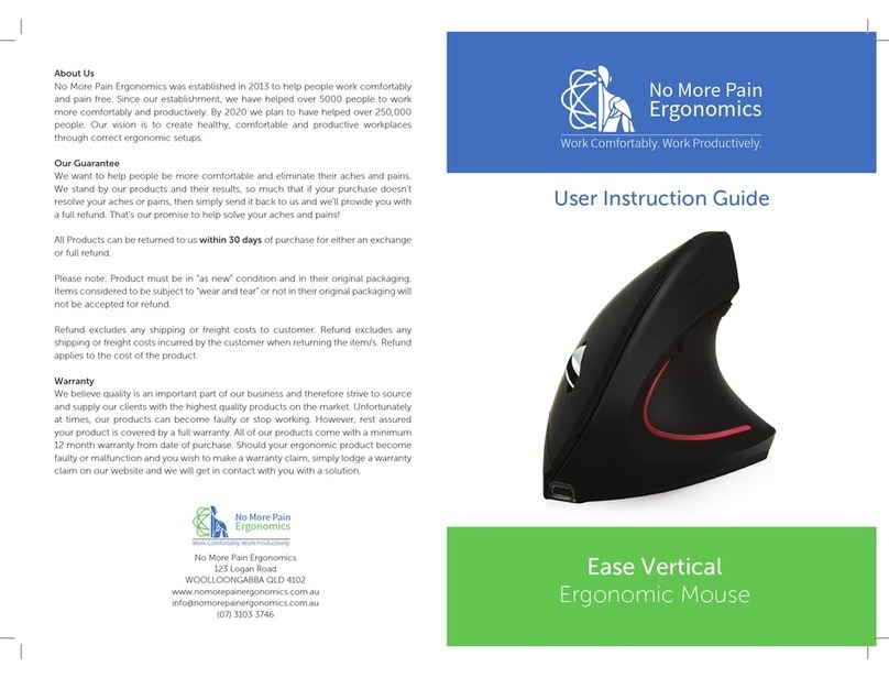 No More Pain Ergonomics Ease Vertical User instruction guide