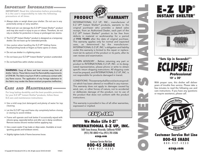 E-Z UP Eclipse II Professional owner's manual
