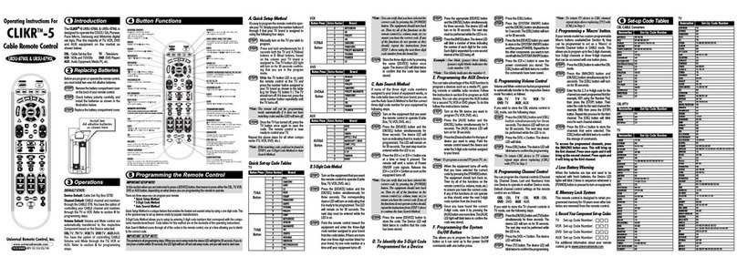 Universal Remote Control CLIKR-5 UR5U-8500 User manual