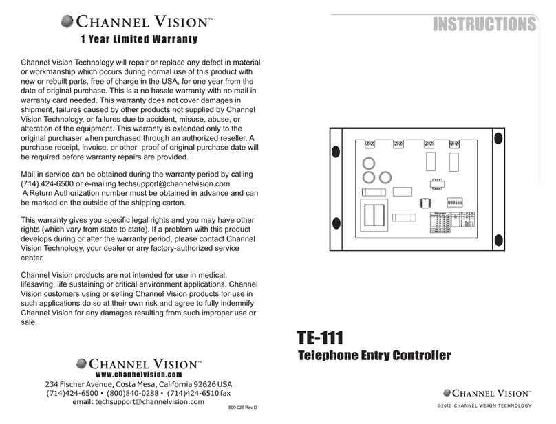 Channel Vision TE-111 instructions