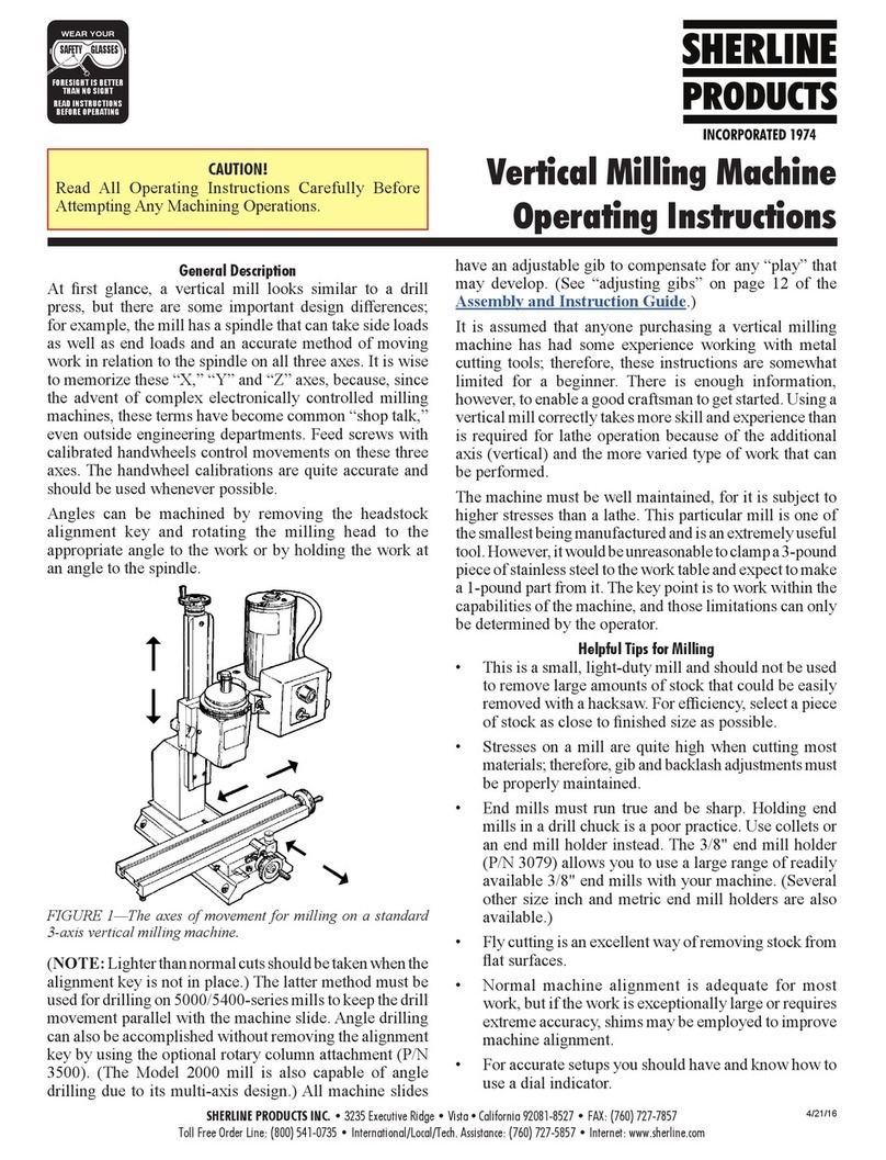 Sherline Products 5000 series operating instructions