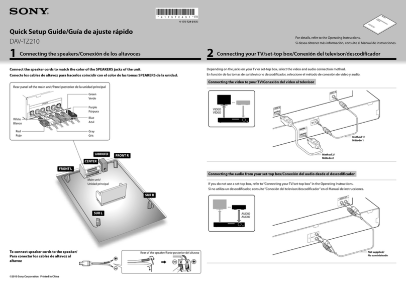 Sony DAV-TZ210 Quick setup guide