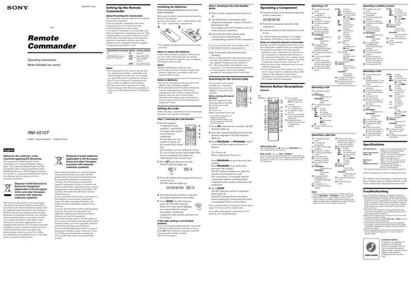 Sony RM-V210T User manual