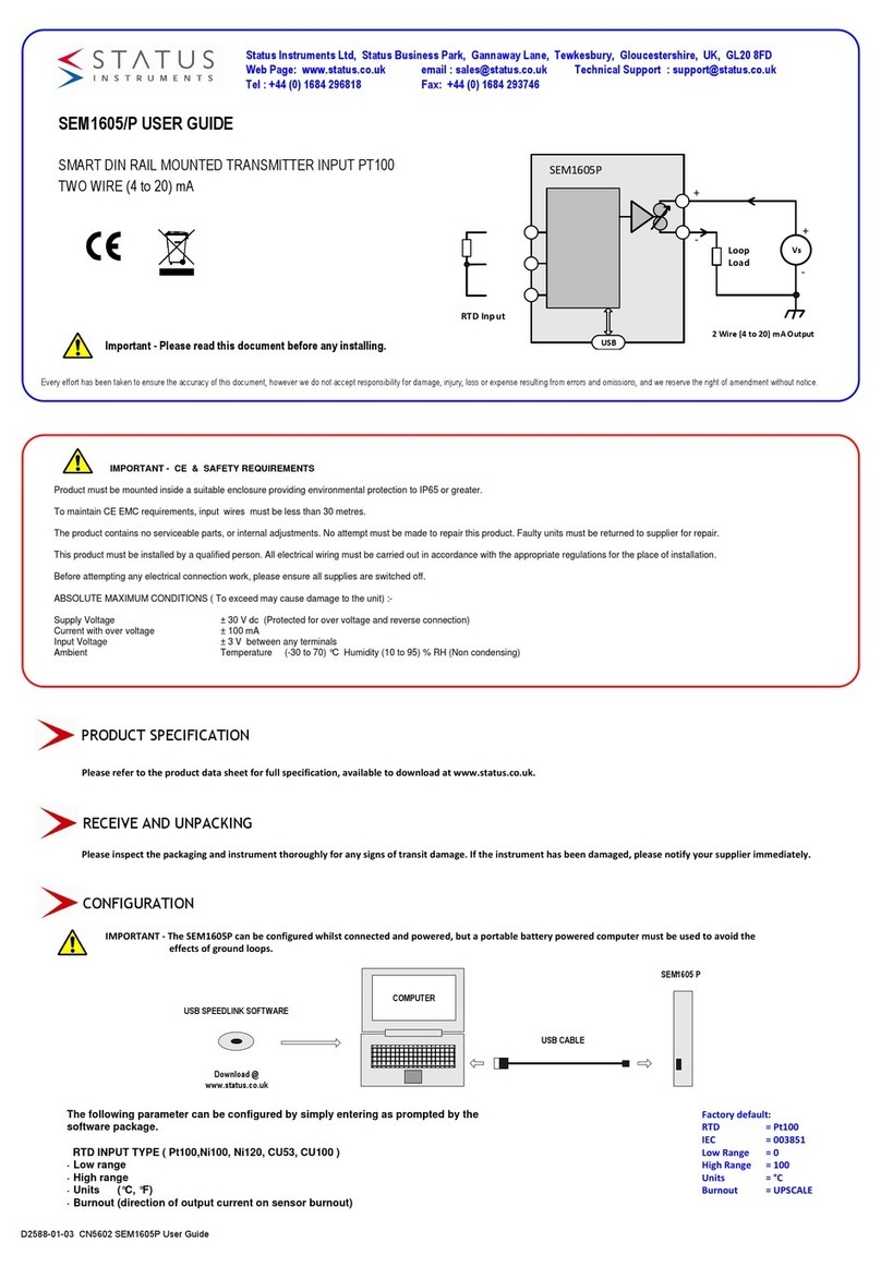 Status Instruments SEM1605/P User manual