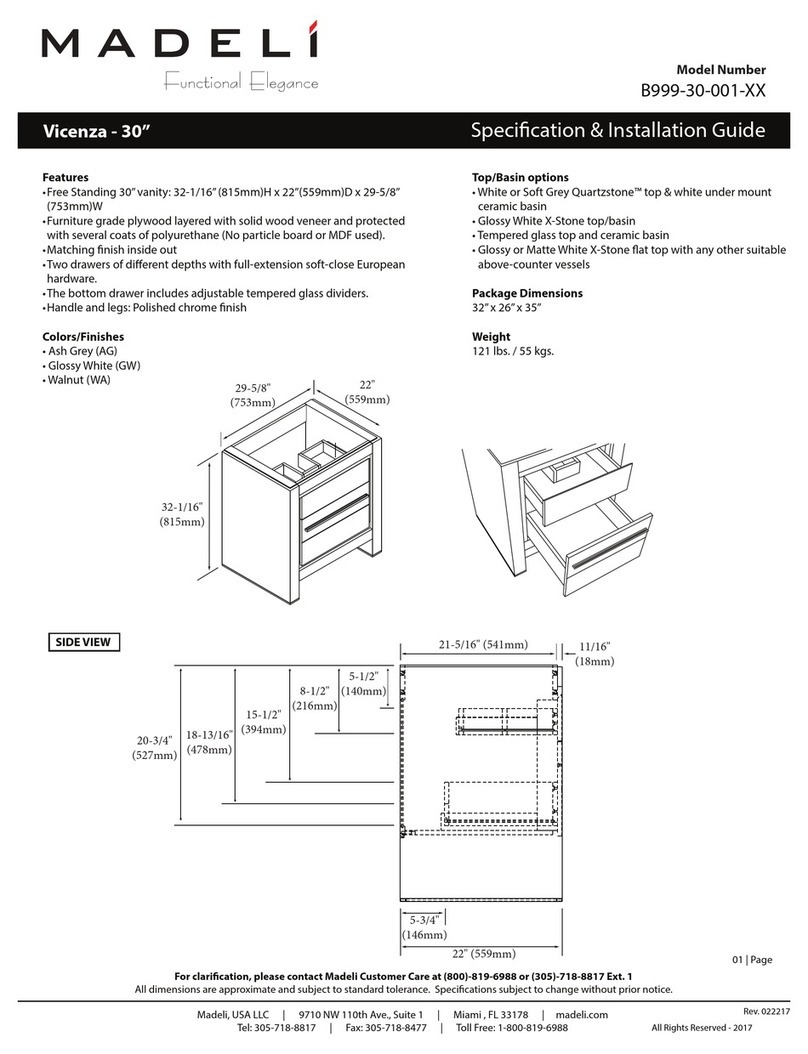 Madeli B999-30-001 series Specification & installation guide Madeli B999-30-001 series Specification & installation guide