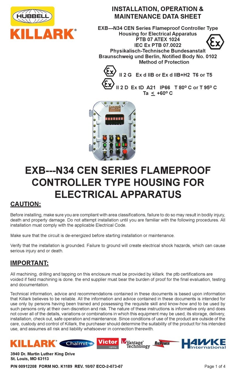 KILLARK EXB---N34 CEN SERIES Installation operation & maintenance
