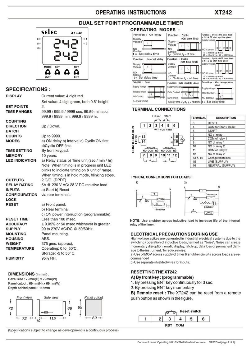 Selec xt242 operating instructions
