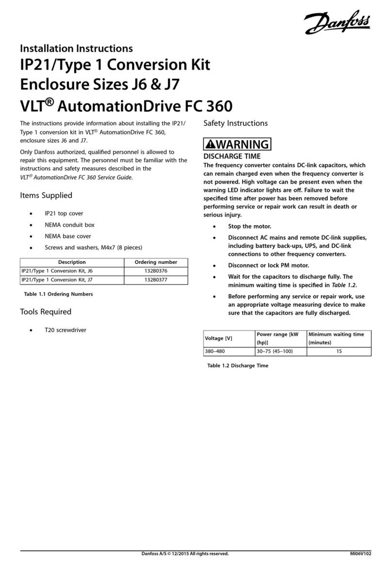 Danfoss IP21/Type 1 Conversion Kit User manual