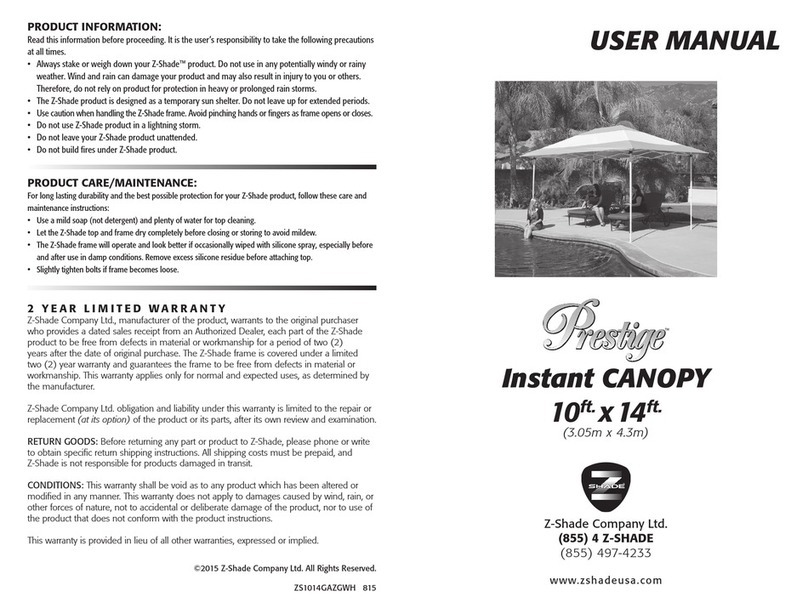 Z-Shade Company Prestige 10x14 user manual