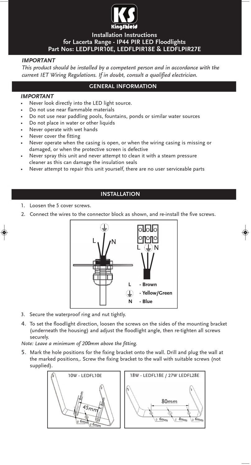 KingShield LEDFLPIR10E installation instructions