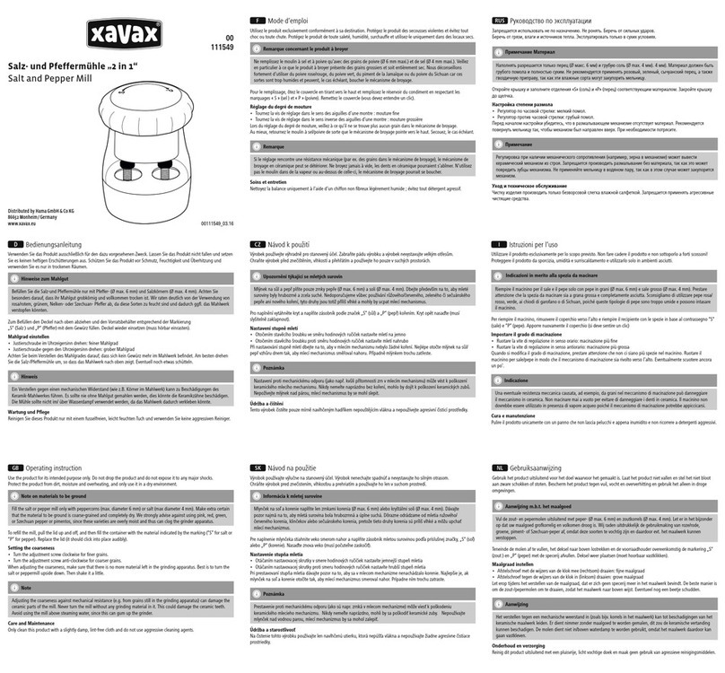 Xavax 00111549 Operating	 instruction