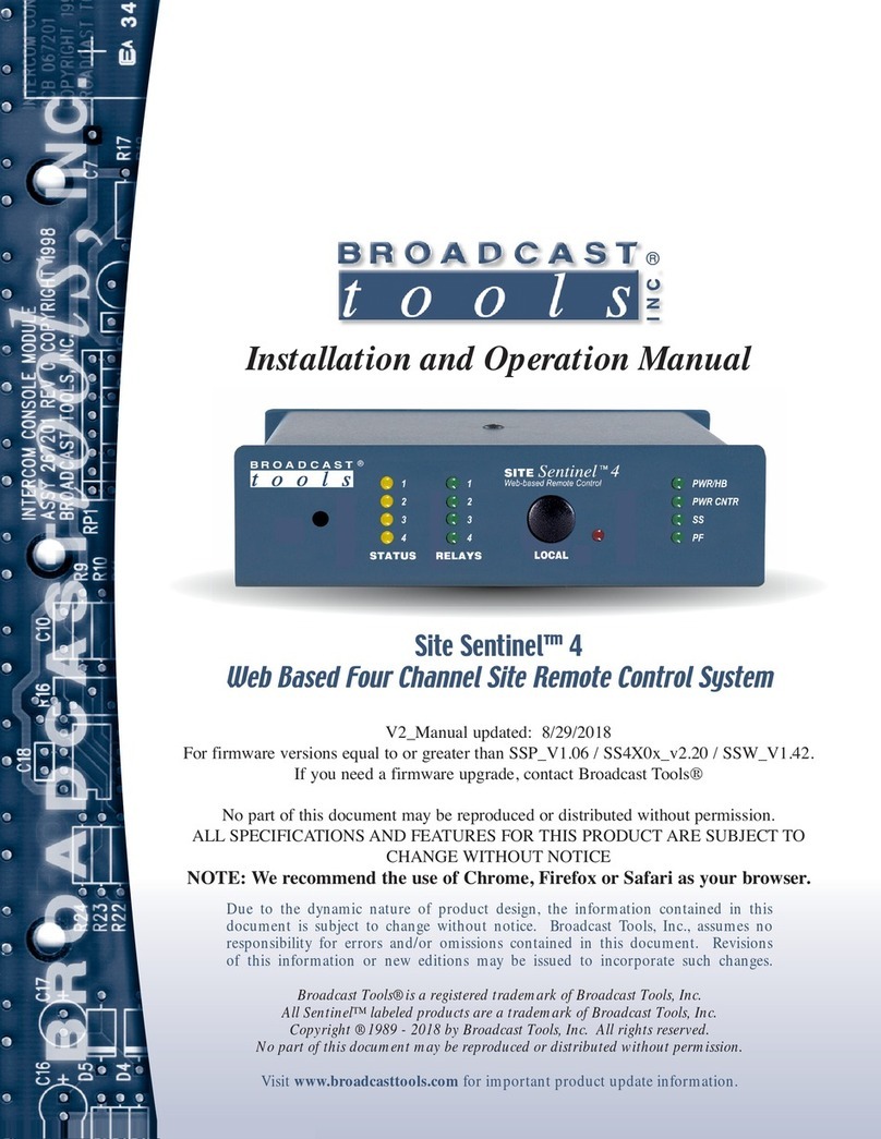 Broadcast Tools Site Sentinel 4 Instructions for installation and operation Broadcast Tools Site Sentinel 4 Instructions for installation and operation