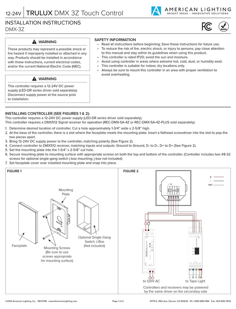 American Lighting TRULUX DMX 3Z Touch Control Installation instructions manual American Lighting TRULUX DMX 3Z Touch Control Installation instructions manual