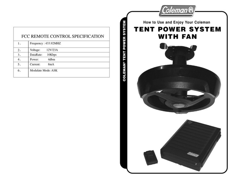 Coleman Tent Power System with Fan user manual Coleman Tent Power System with Fan user manual