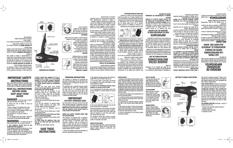 Conair Comfort Touch 225 User guide