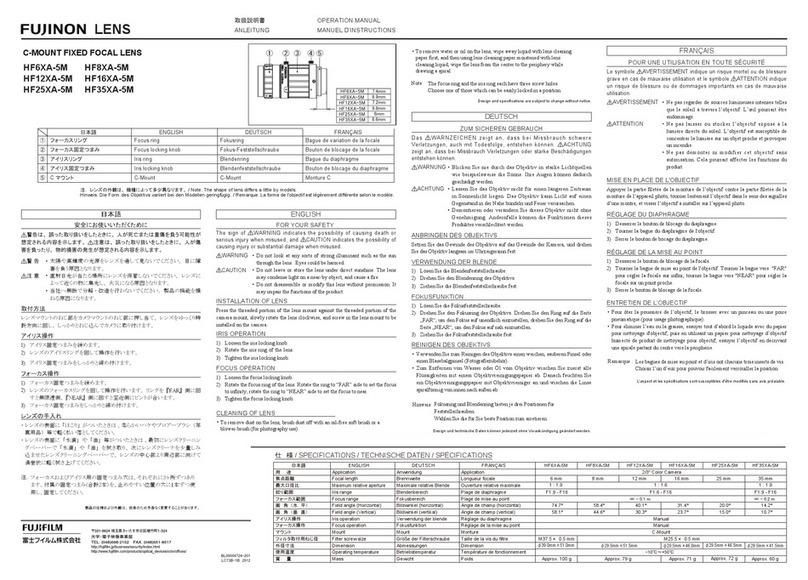 FUJINON HF12XA-5M User manual