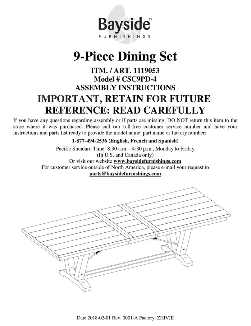 Bayside Furnishings 9-Piece Dining Set User manual Bayside Furnishings 9-Piece Dining Set User manual
