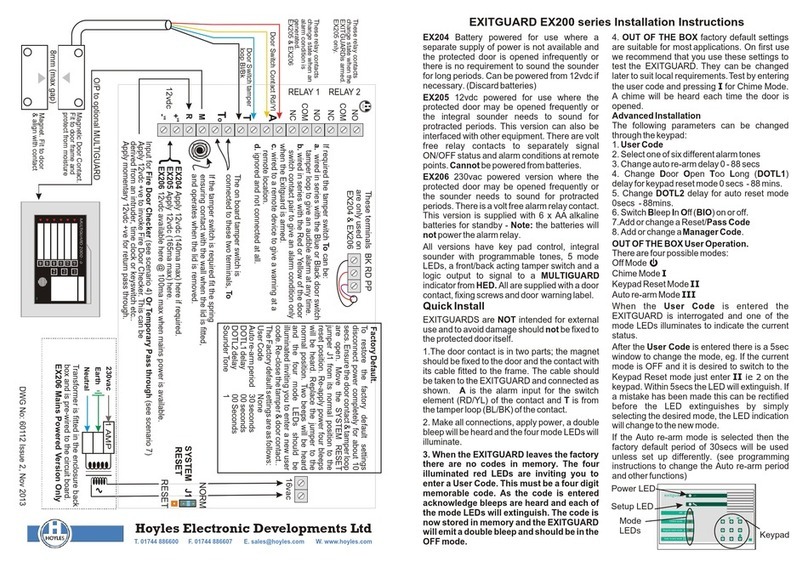 Hoyles EXITGUARD EX200 series User manual