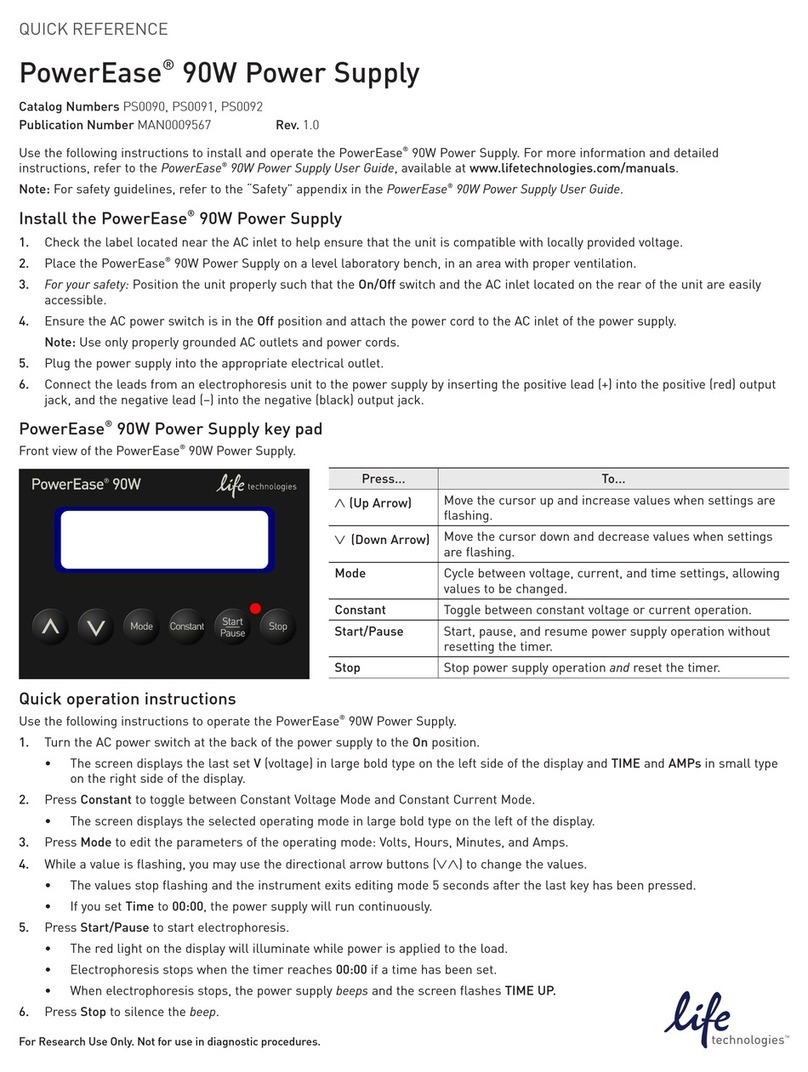 Life technologies PowerEase 90W quick reference