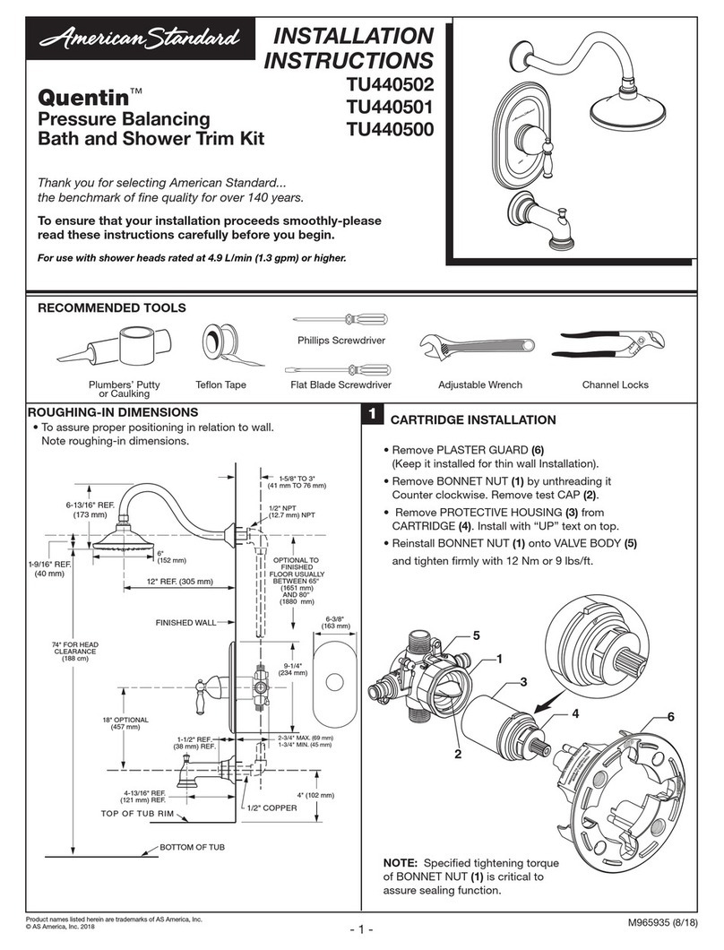 American Standard Quentin TU440502 User manual American Standard Quentin TU440502 User manual