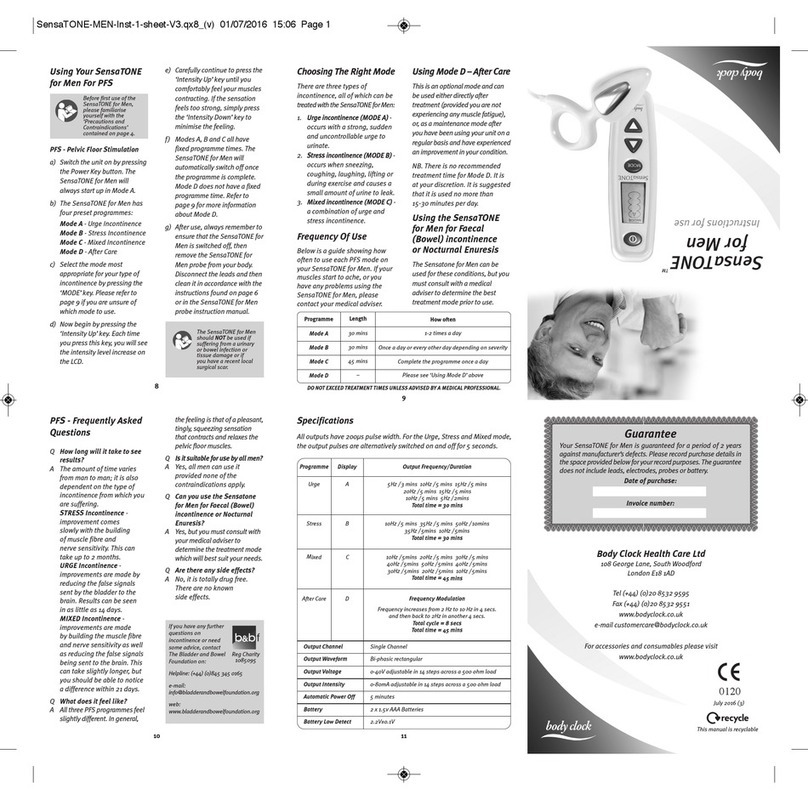 Body Clock Health Care SensaTONE for Men Instructions for use Body Clock Health Care SensaTONE for Men Instructions for use