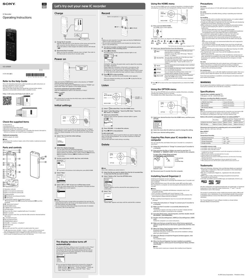 Sony ICD-UX560F User manual Sony ICD-UX560F User manual
