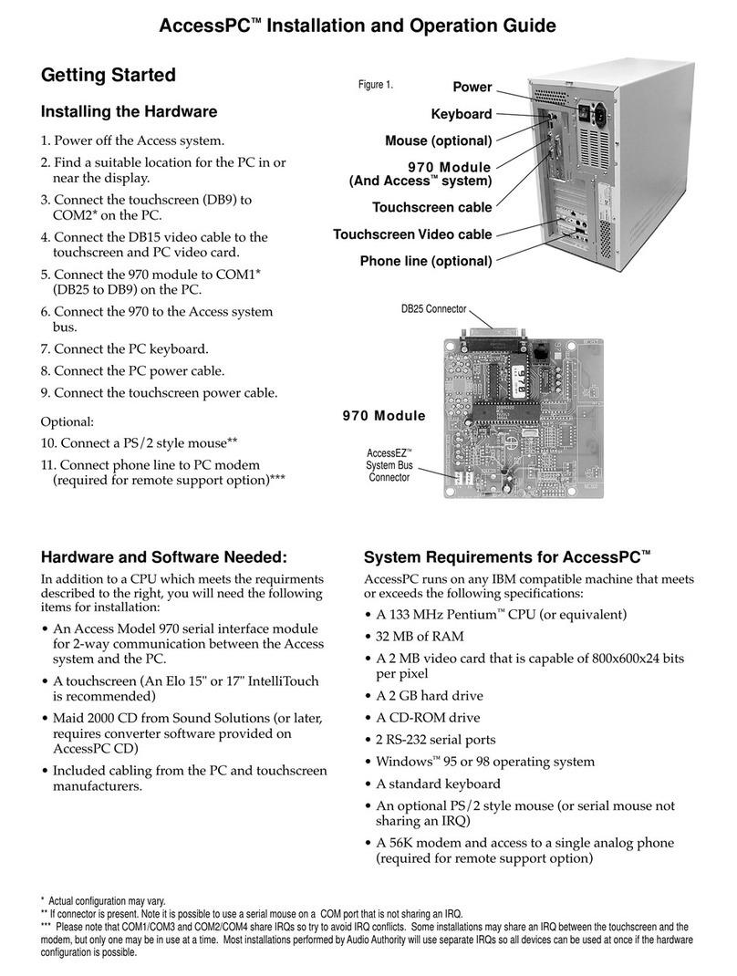 Audio Authority AccessPC Installation and operation guide