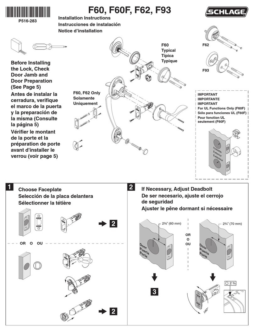 Schlage F60 User manual