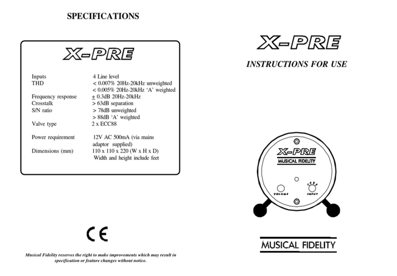 Musical Fidelity X-PRE Instructions for use