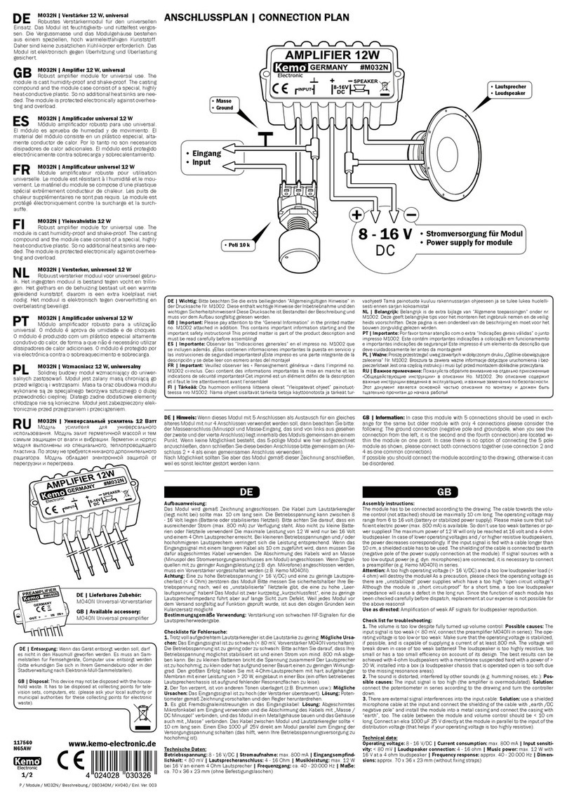 Kemo Electronic M032N Assembly instructions