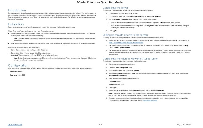 Exacq exacqVision S series quick start guide