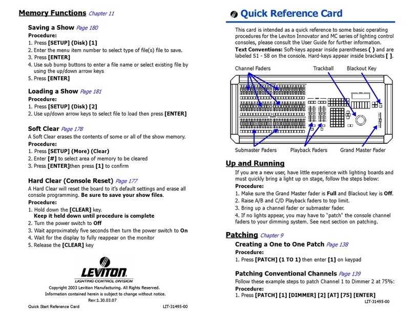 Leviton Innovator series Quick reference card