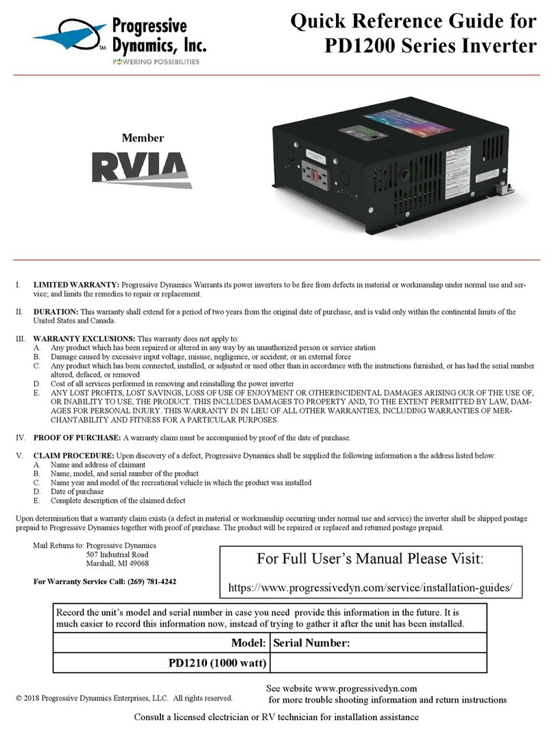Progressive Dynamics PD1200 Series Quick reference guide