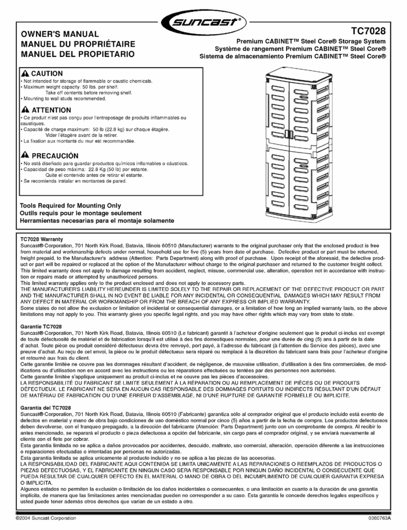 Suncast CABINET Steel Core TC7028 owner's manual