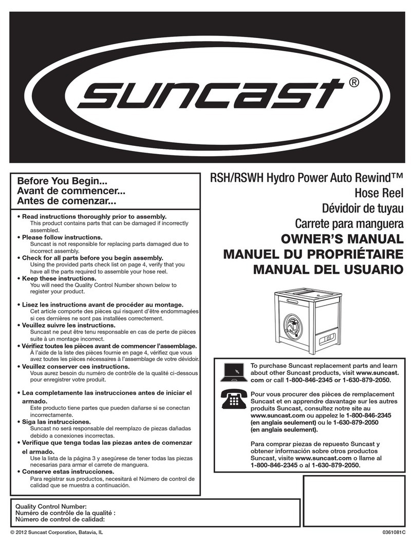 Suncast Hydro Power Auto Rewind series RSH series owner's manual