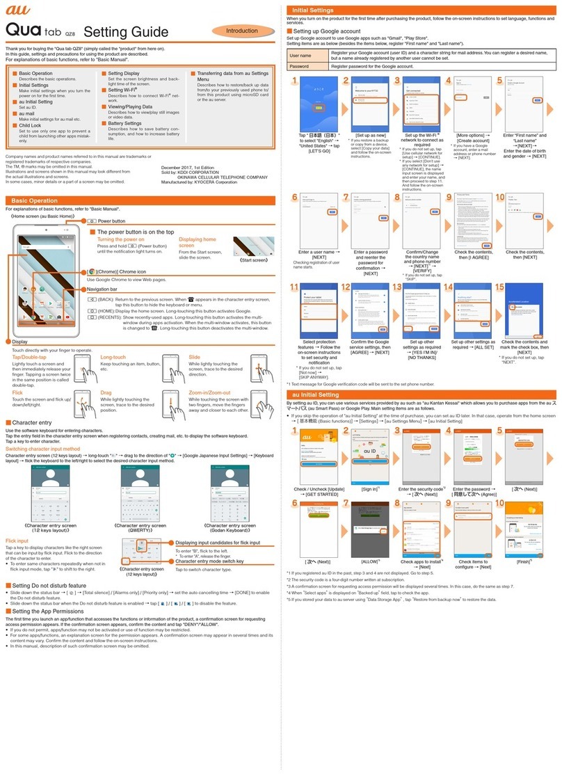Kyocera Qua tab QZ8 Settings guide