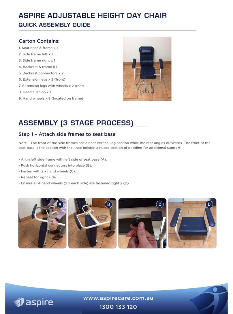 Aspire ADJUSTABLE HEIGHT DAY CHAIR Quick assembly guide Aspire ADJUSTABLE HEIGHT DAY CHAIR Quick assembly guide