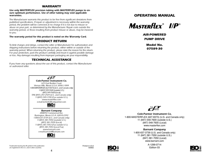 Cole Parmer Mfsterflex I/P User manual Cole Parmer Mfsterflex I/P User manual