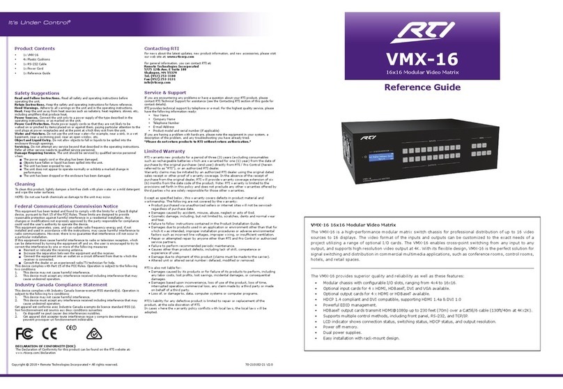 RTI VMX-16 User manual RTI VMX-16 User manual