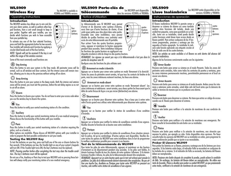 DSC WLS909 operating instructions