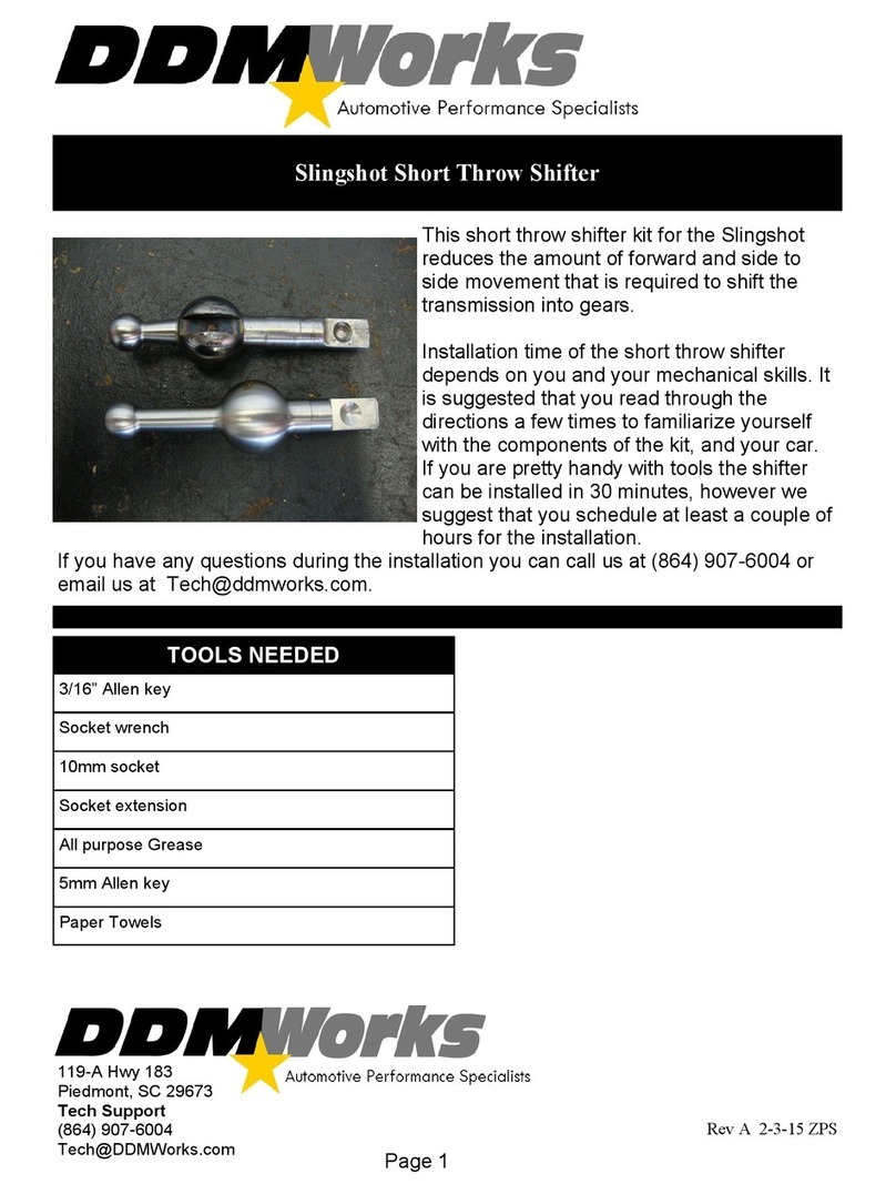 DDMWorks Slingshot Short Throw Shifter installation manual DDMWorks Slingshot Short Throw Shifter installation manual