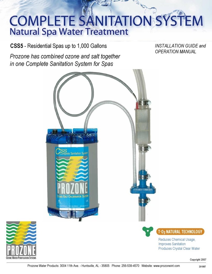Prozone Water Products CSS5 series Installation guide and operation manual