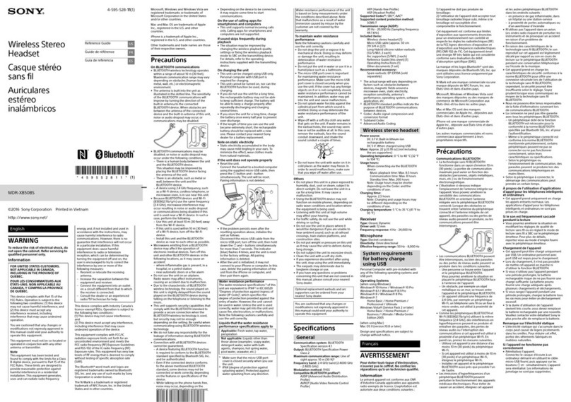 Sony MDR-XB50BS User manual