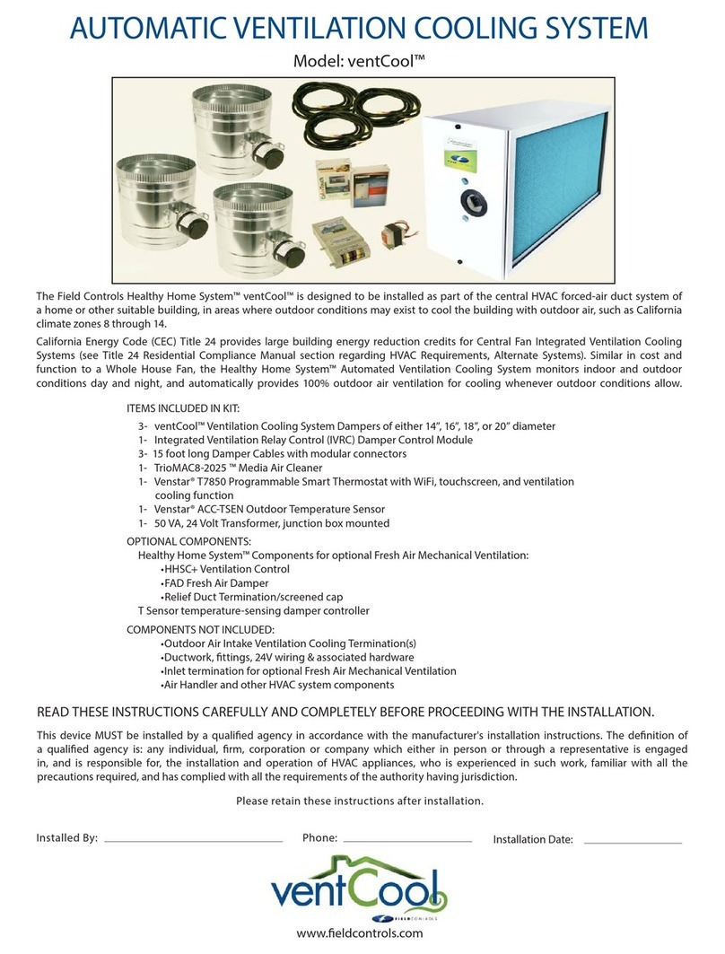 Field Controls ventCool User manual