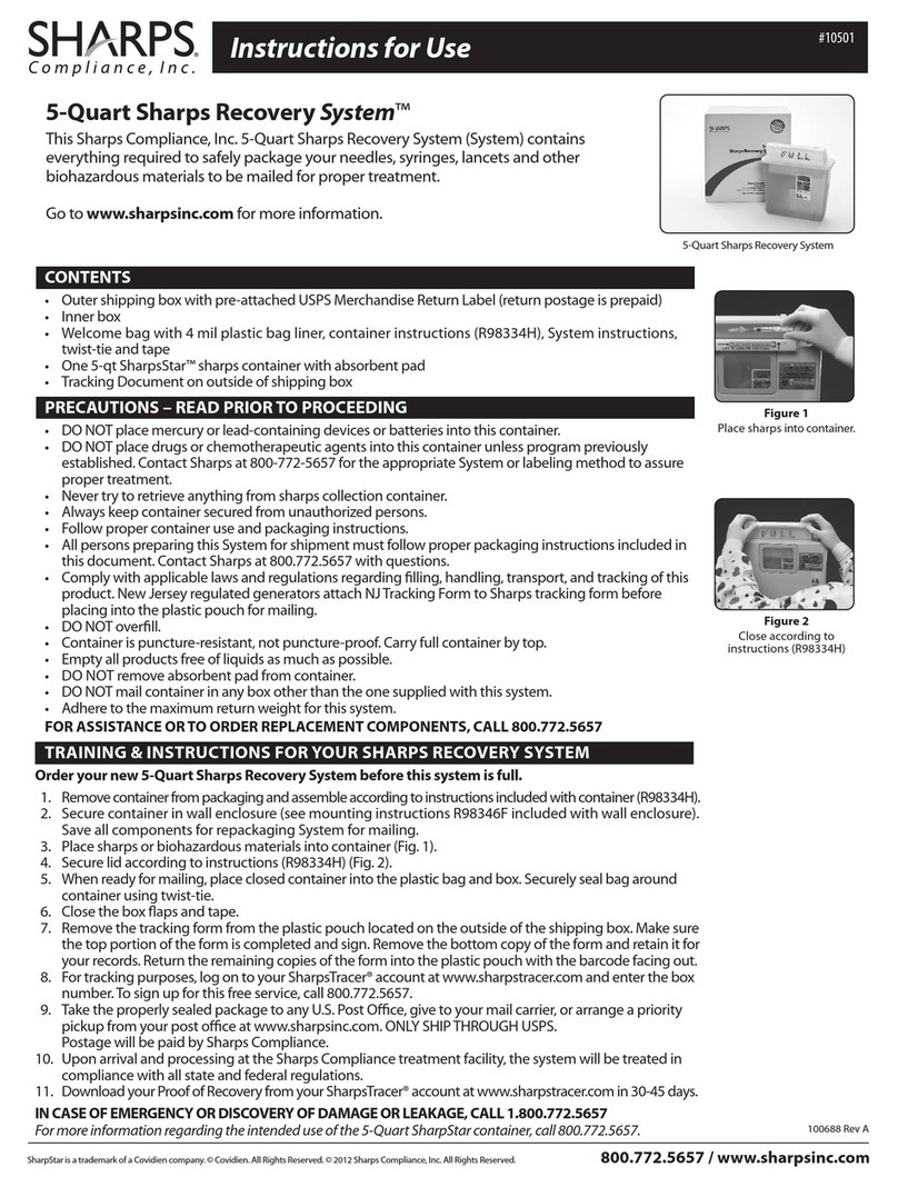 Sharps Comliance 10501 Instructions for use